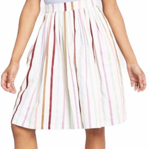 [NWOT] MODCLOTH Aspiration Creation Striped A-line Midi Skirt 100% Cotton - Picture 3 of 11